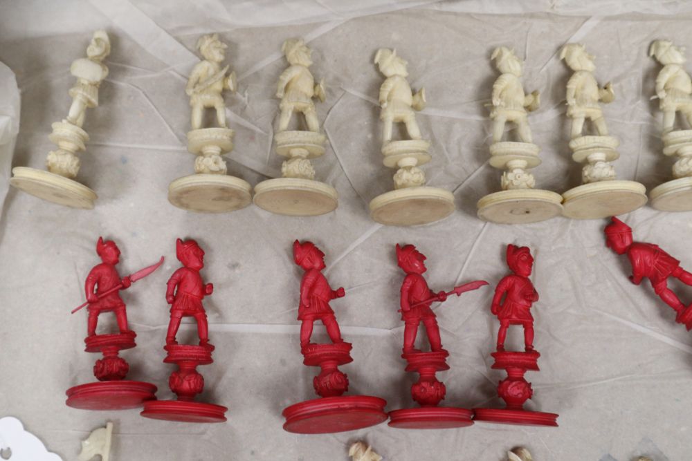 A 19th century Canton/Macau ivory chess set